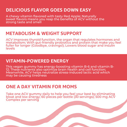 Baby Blues Apple Cider Vinegar Gummies - Vegan, Non-GMO & Gluten-Free, Postpartum Dietary Supplement