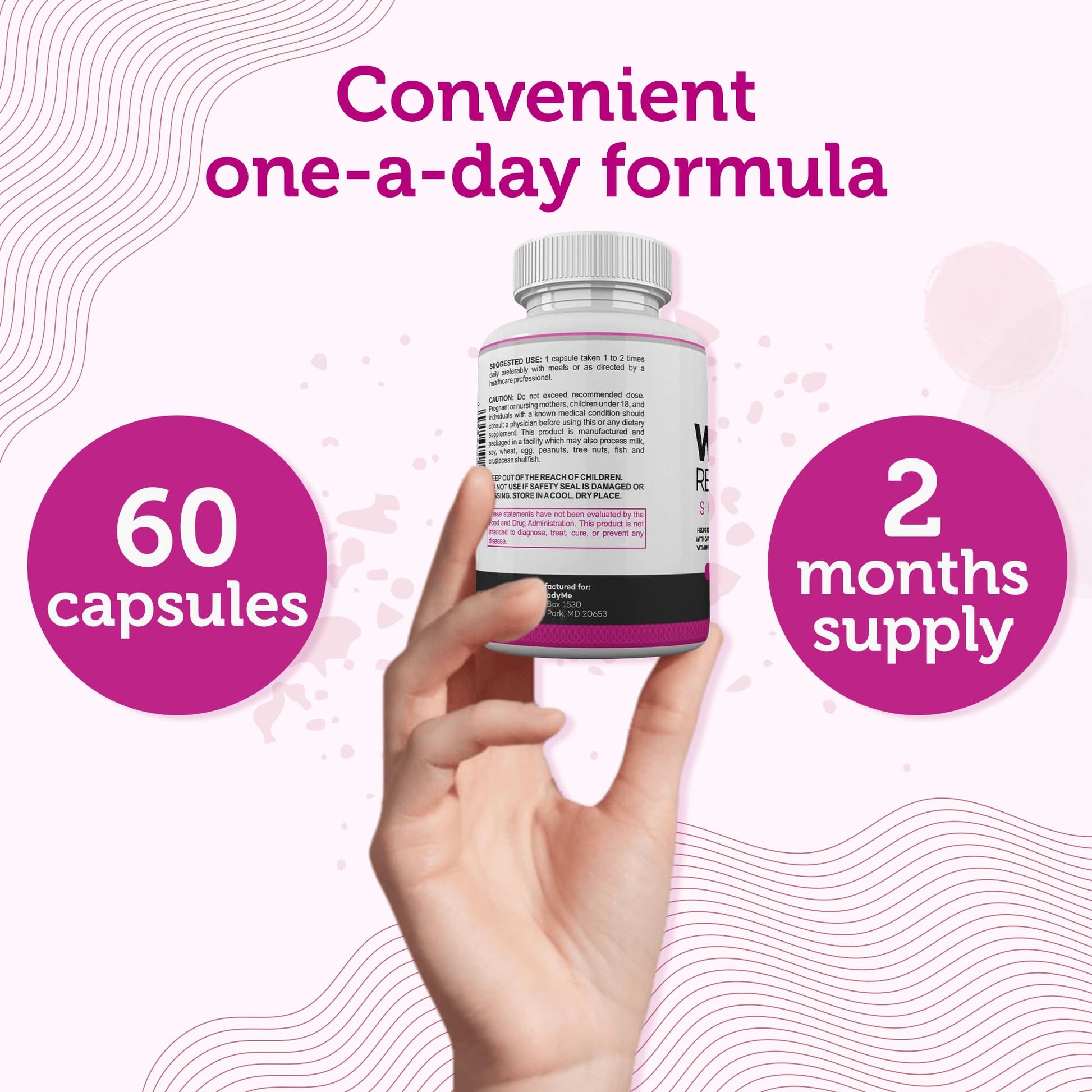 Water Retention Pills for Women Bloating Relief with Vitamin B6, Dandelion & Green Tea Natural LADYME WOMEN'S HEALTH