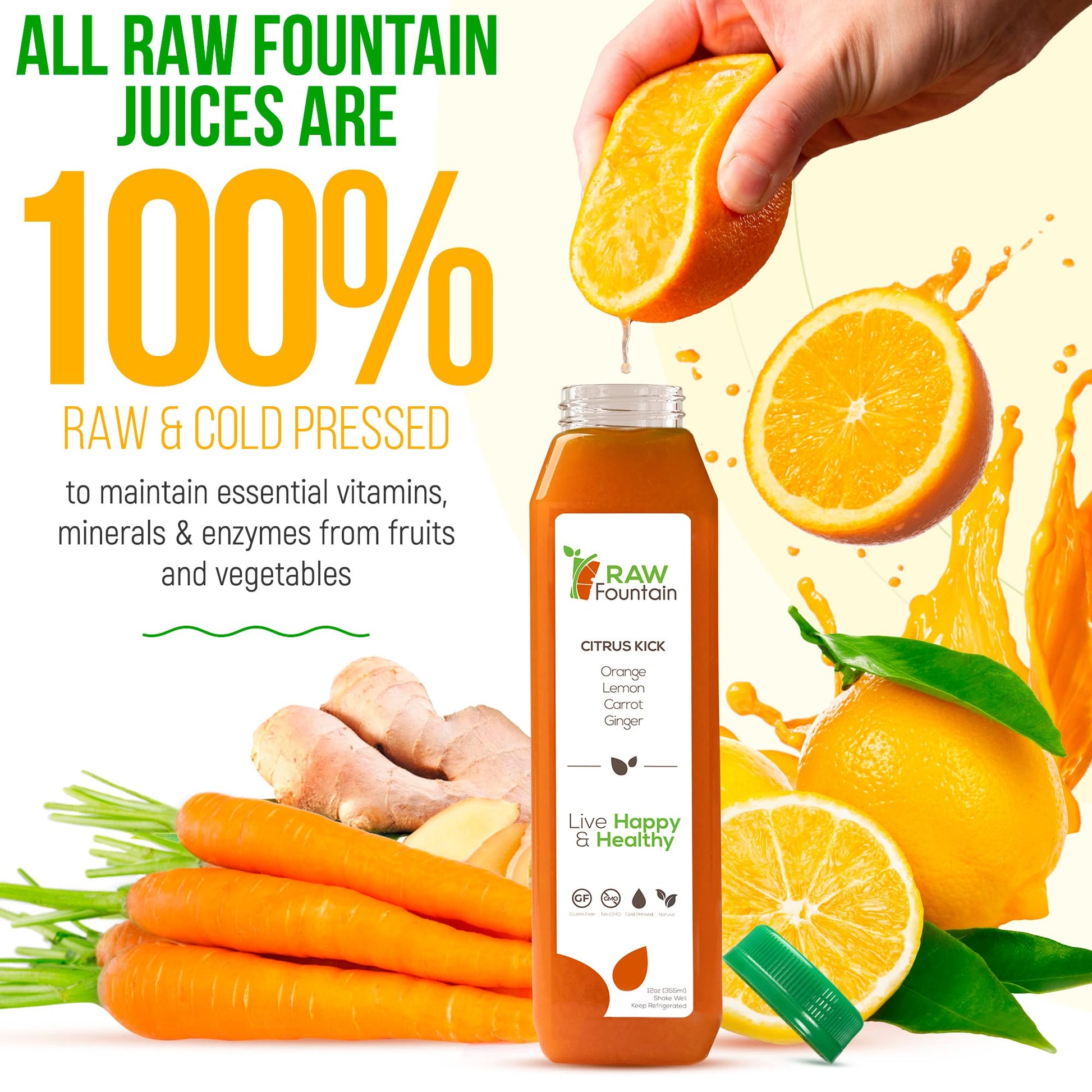 3 Day Juice Cleanse by Raw Fountain, All Natural Raw Detox Cleanse, Liquid Juice Diet Raw Fountain