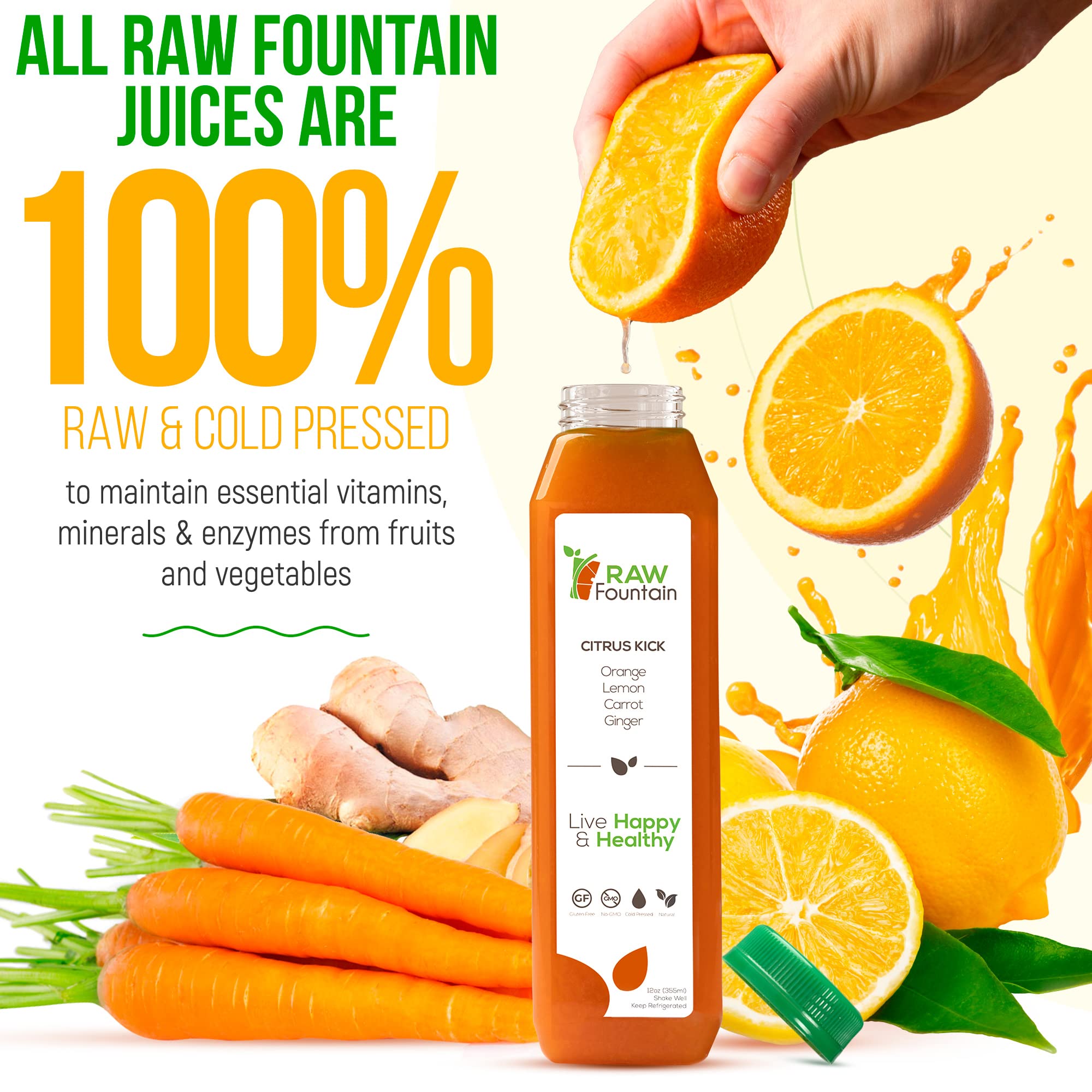 3 Day Juice Cleanse by Raw Fountain, All Natural Raw Detox Cleanse, Liquid Juice Diet Raw Fountain
