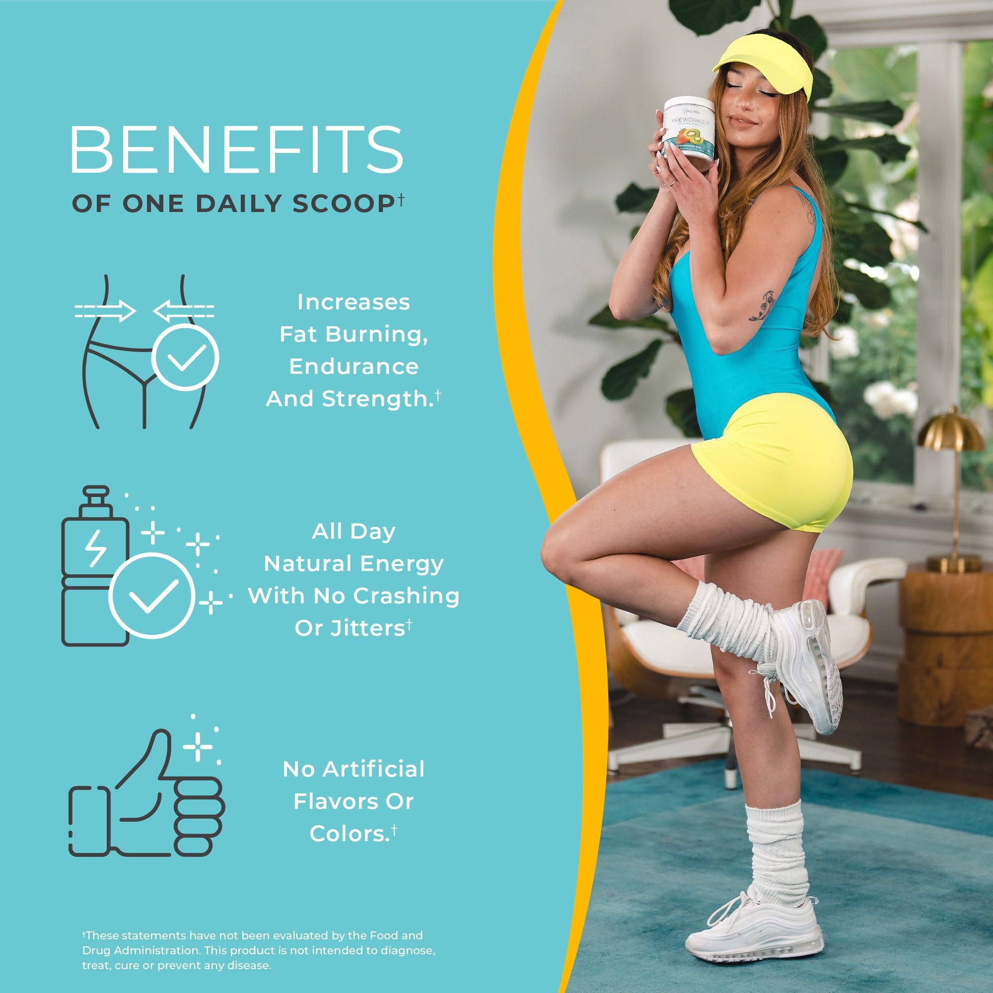 One Sol Pre-Workout for Women, Enhanced Pump & Focus, No Jitters Or Crash, Natural One Sol