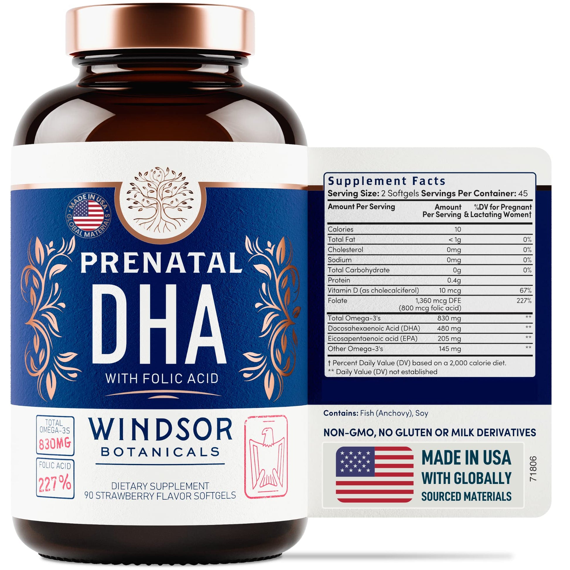 WINDSOR BOTANICALS Male Fertility Supplement and DHA with Folic Acid Prenatal Bundle WINDSOR BOTANICALS