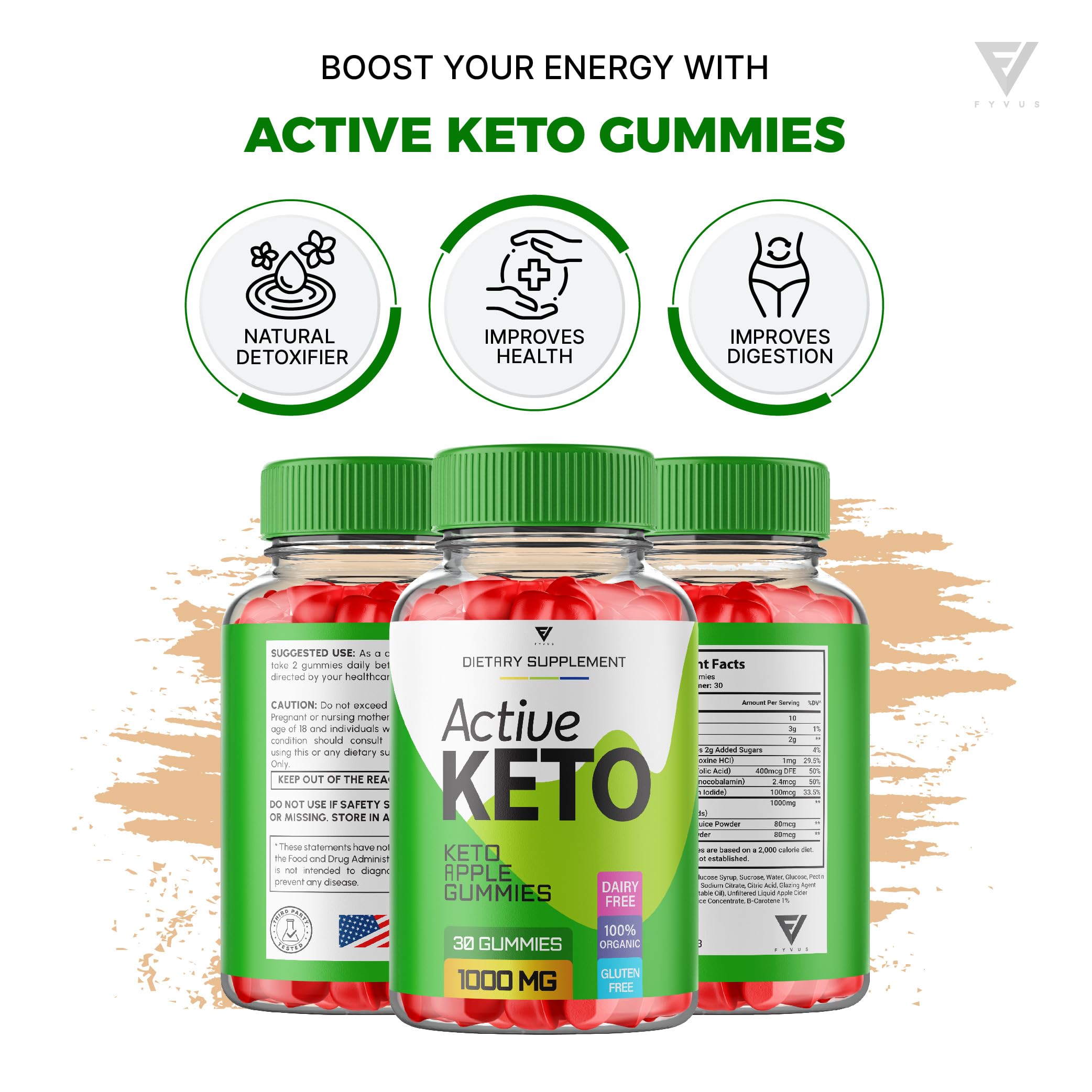 (2 Pack) Active Keto Gummies for Weight Loss Active Keto ACV Gummies Advanced Fyvus