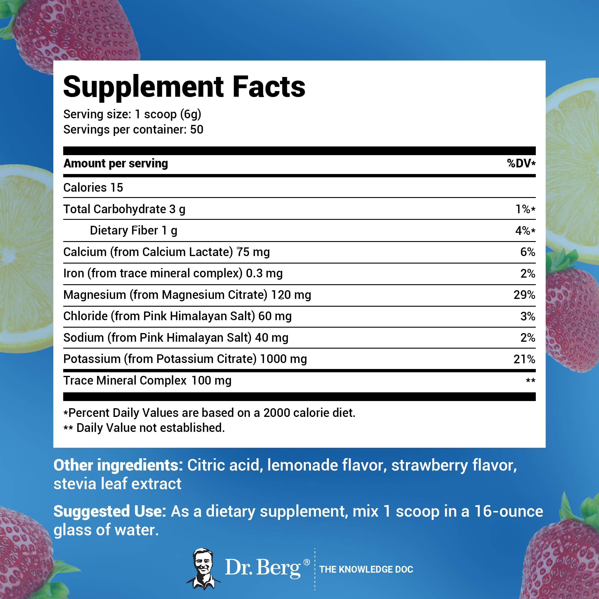 Dr. Berg Hydration Keto Electrolyte Powder - Enhanced w/ 1,000mg of Potassium Dr. Berg Nutritionals