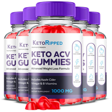 (5 Pack) Keto Ripped ACV Gummies, Keto Ripped ACV Gummies Advanced Weight Loss 1000MG