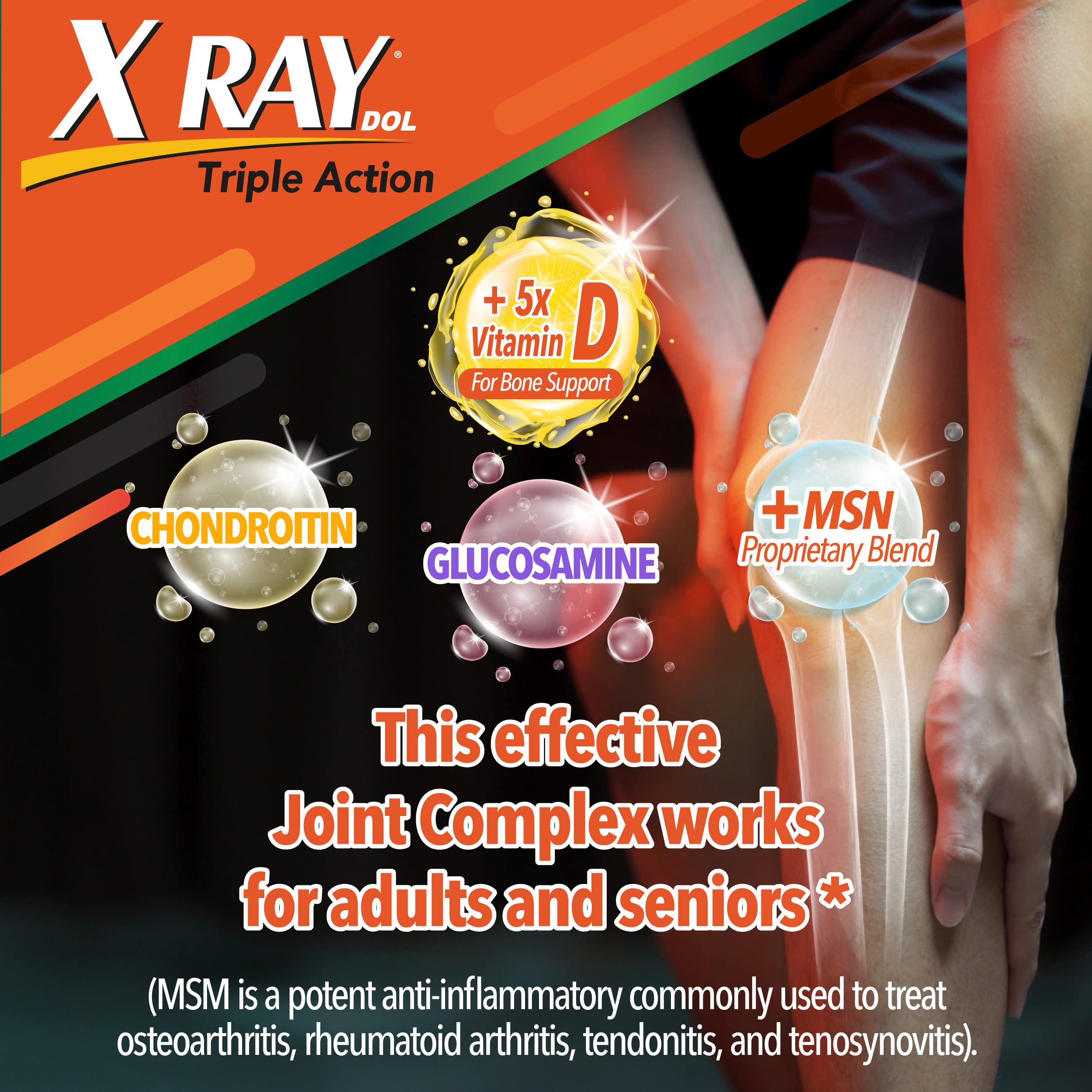 X Ray Dol Triple Action Joint Health Supplement, with 5X Vitamin D, Glucosamine 1500mg X Ray Dol