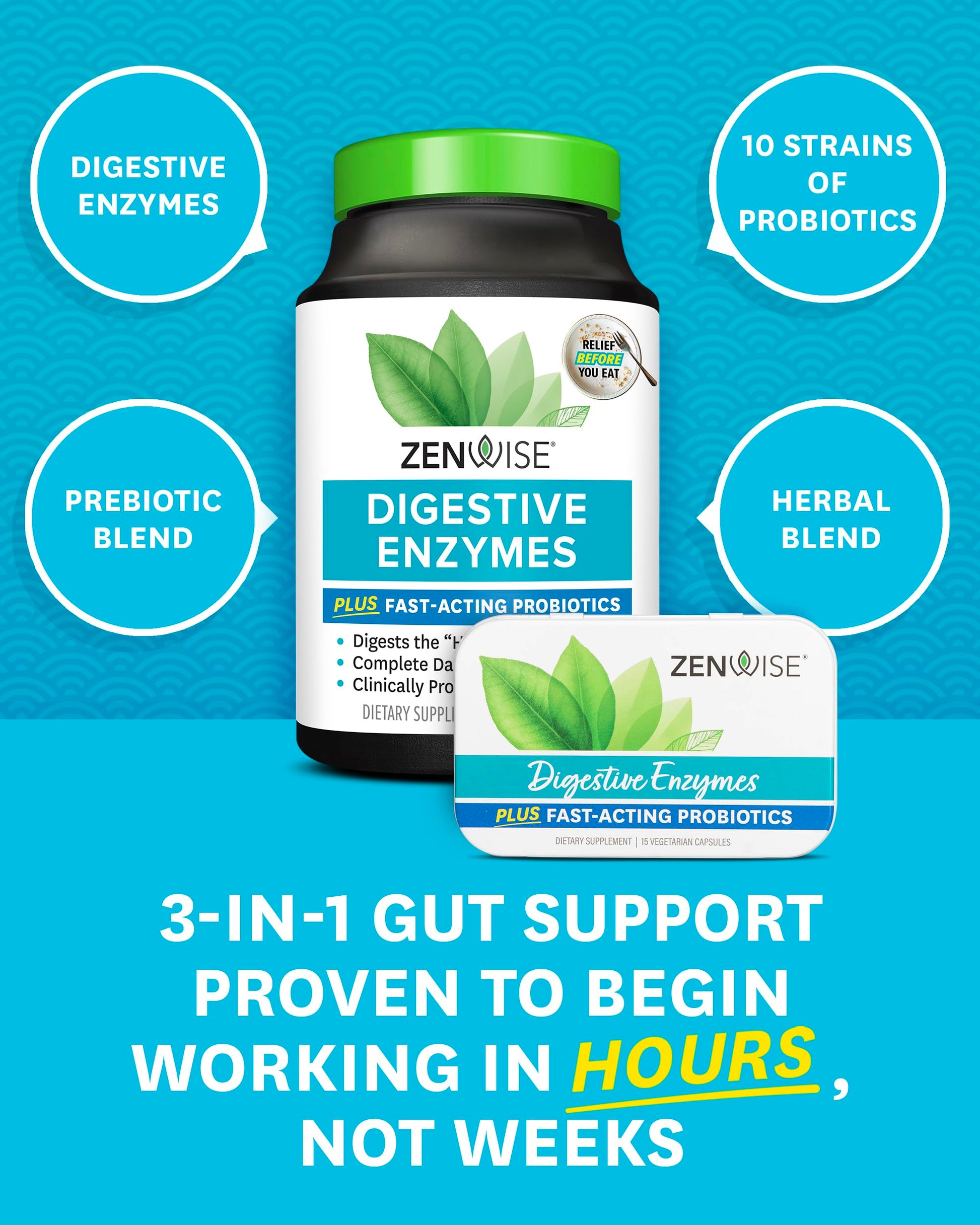 Zenwise Digestive Enzymes - Probiotic Multi Enzymes with Probiotics, 115 Ct Zenwise Health