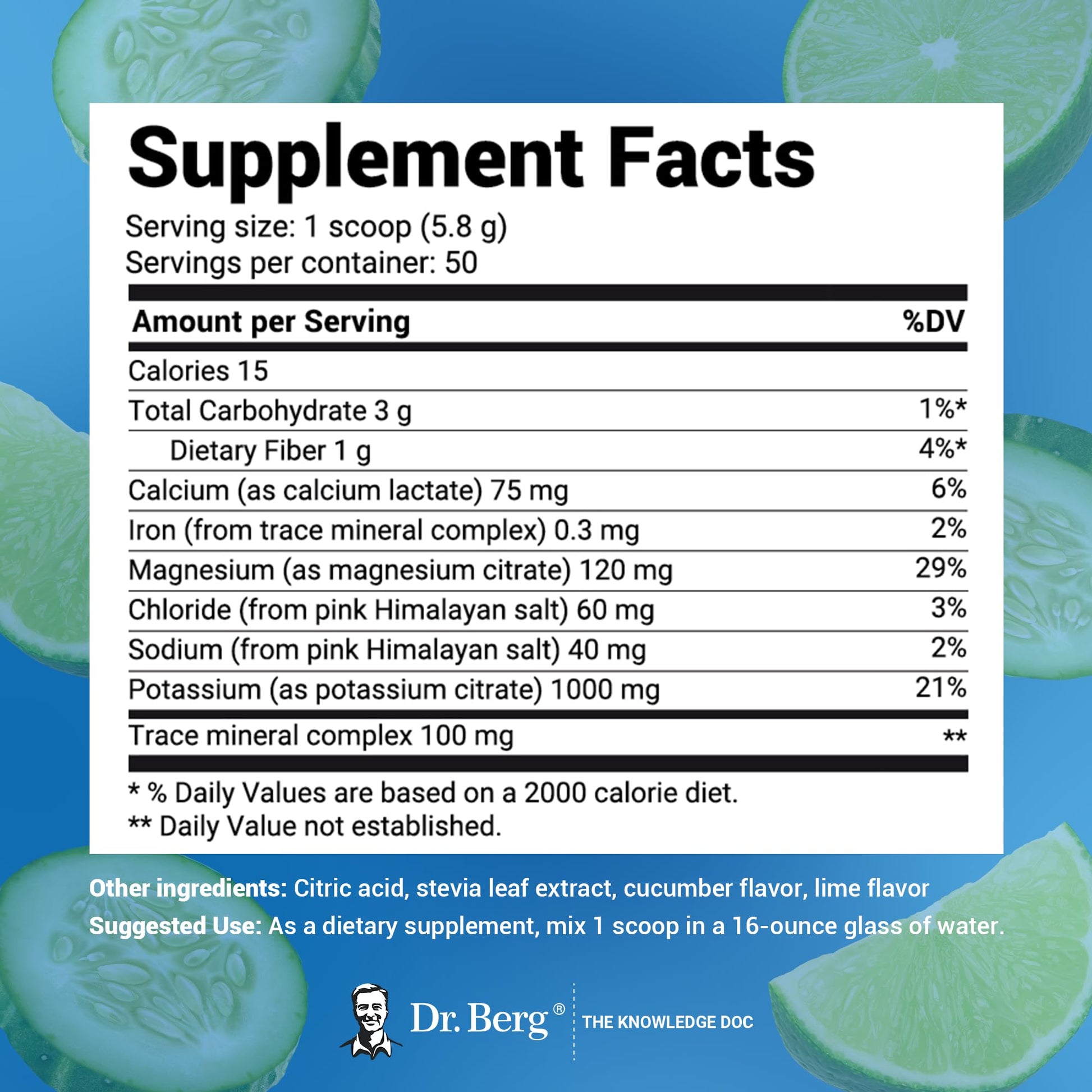 Dr. Berg Hydration Keto Electrolyte Powder - Enhanced w/ 1,000mg of Potassium & Real Dr. Berg Nutritionals