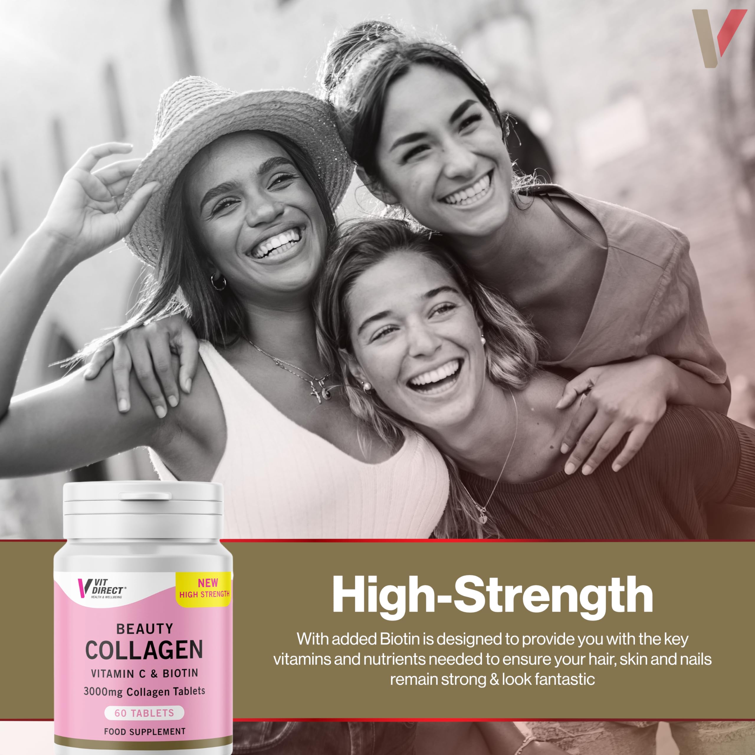 Vit Direct - Beauty Collagen Tablets (Plus Biotin) - 60 Tablets - Two Month Supply Vit Direct