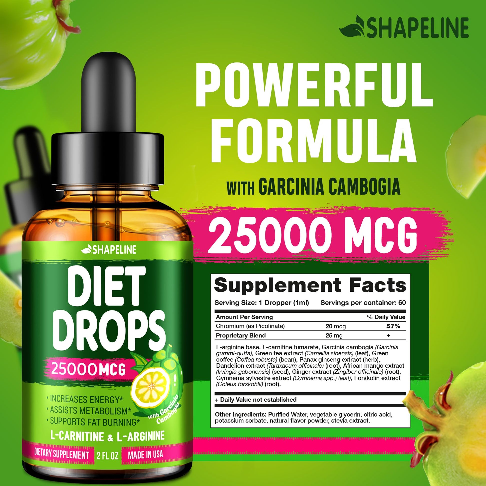 Weight Loss Drops - Appetite Suppressant for Women & Men - Made in the USA - Natural SHAPELINE