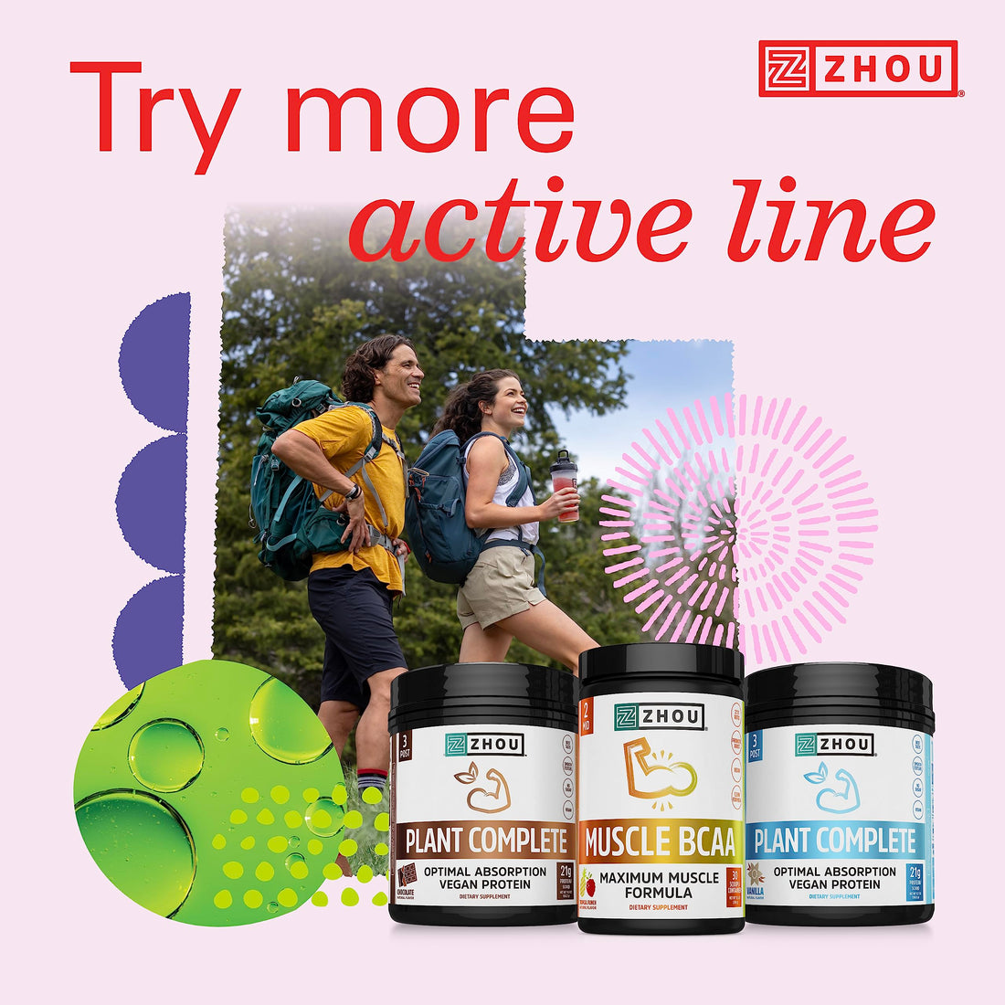 Zhou Nutrition Lite Up, Non-Stimulant Pre Workout Powder, Caffeine Free Nitric Oxide 