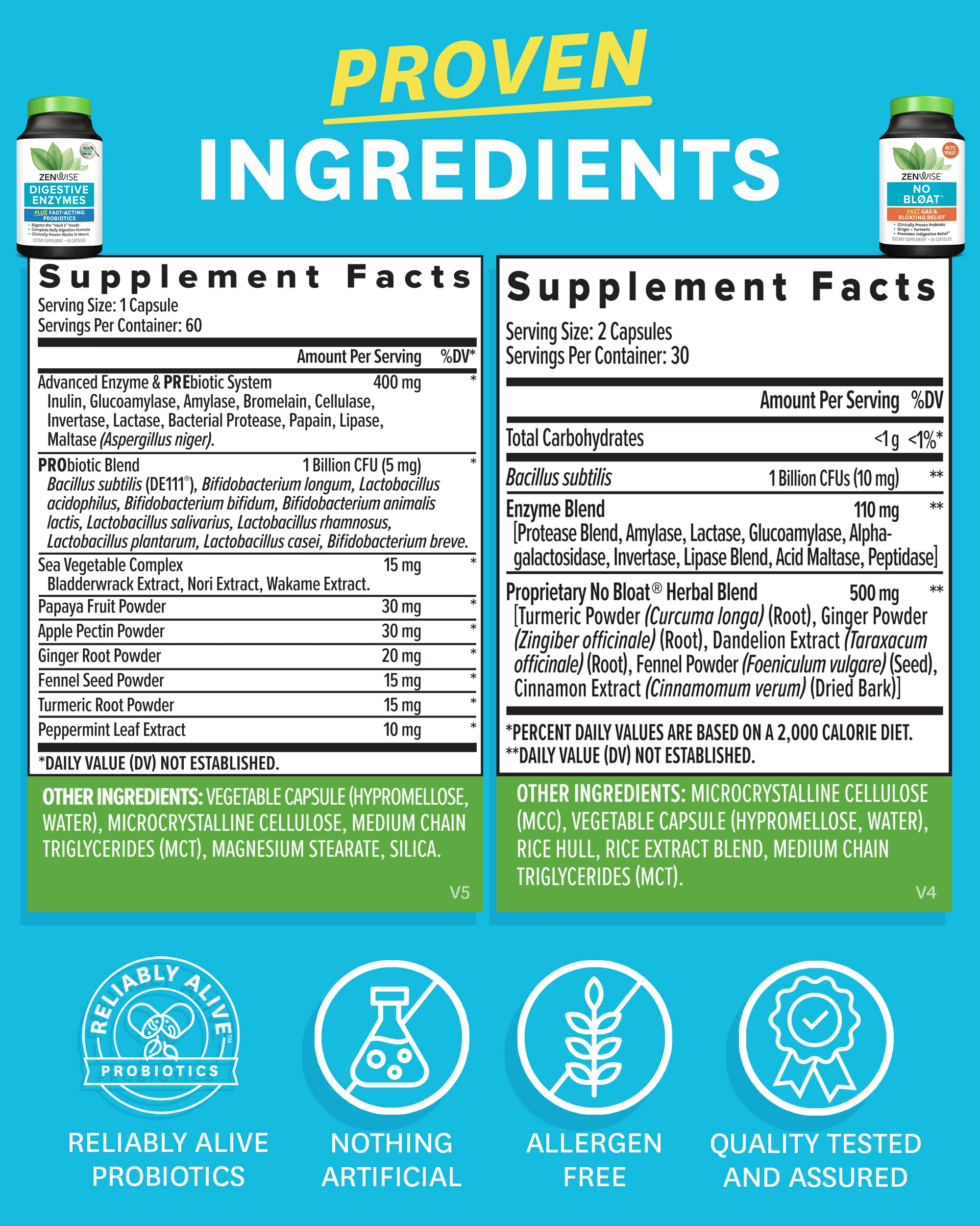 Zenwise Health Digestive Bliss Bundle - Digestive Enzymes, NO BLØAT Zenwise Health